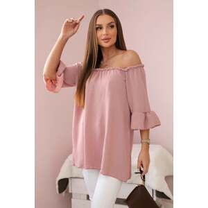 Spanish blouse with ruffles on the sleeve dark pink