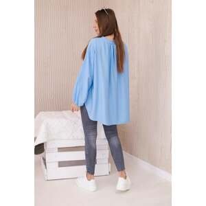 Viscose blouse with a longer back blue