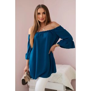 Spanish blouse with ruffles on the sleeve navy