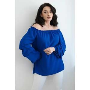 Spanish blouse with decorative sleeves cornflower blue