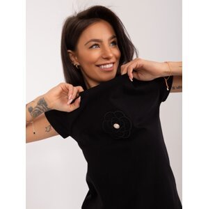 Black women's T-shirt with BASIC FEEL GOOD patch