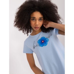 Light blue cotton T-shirt BASIC FEEL GOOD