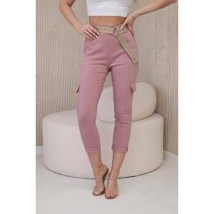 Cargo trousers with belt - dark pink