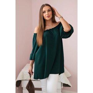 Spanish blouse with ruffles on the sleeve dark green