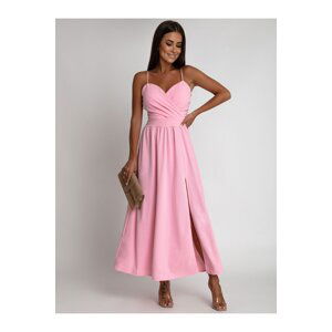 Maxi dress with straps, pink