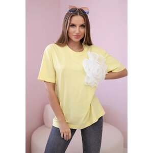Cotton blouse with decorative yellow flower