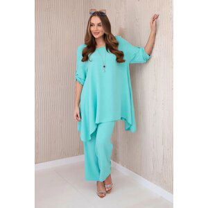 Set blouse + trousers with mint pendant