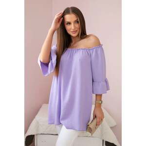 Spanish blouse with ruffles on the sleeve light purple