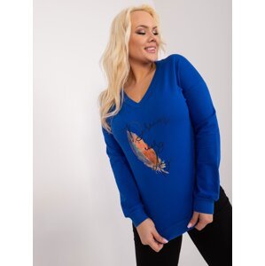 Cobalt blue women's plus size blouse with inscriptions