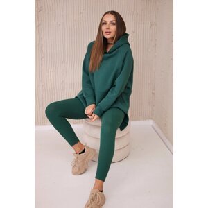 Cotton set: insulated sweatshirt + leggings dark green