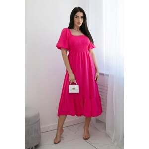 Dress with pleated neckline pink