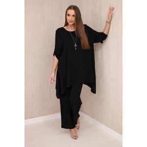 Set of blouse + trousers with pendant black