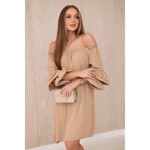 Spanish dress with ruffles on the sleeve Camel