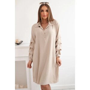 Oversized dress with decorative sleeves of beige color