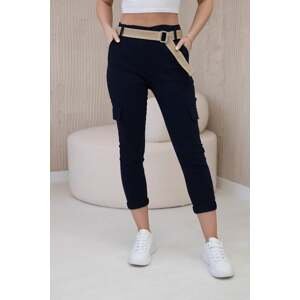 Cargo trousers with belt Navy blue