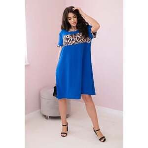Dress with leopard print cornflower blue