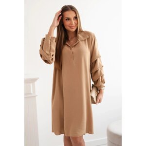 Oversized dress with decorative sleeves Camel