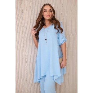 Set of wide trousers + blouse ovezsize, blue