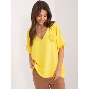 Yellow oversize blouse with neckline