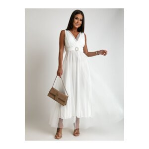 White maxi dress with tulle