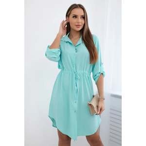 Dress with buttons and mint waist ties