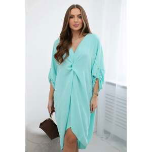 Oversize dress with a decorative neckline, mint