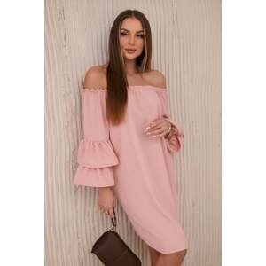Spanish dress with ruffles on the sleeve powder pink