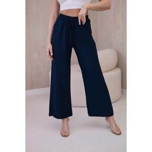 Wide viscose trousers Navy blue