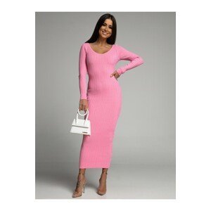 Pink pencil dress with a neckline at the back