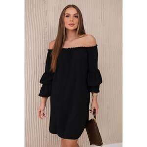 Spanish dress with frills on the sleeve black