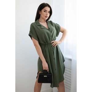 Viscose dress with a tie at the waist khaki