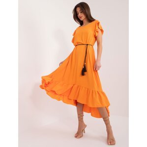 Light orange asymmetrical dress with ruffles