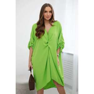 Oversize dress with a decorative neckline, light green