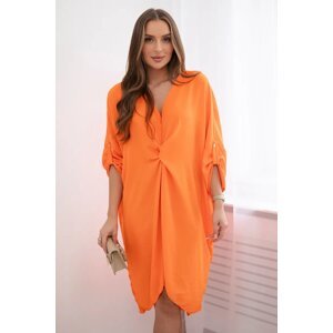 Oversize dress with a V-neck in orange
