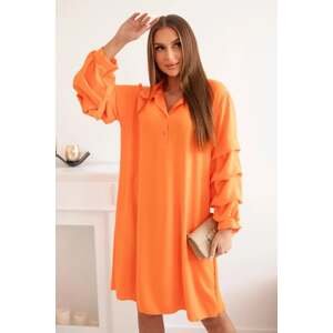 Oversized dress with decorative sleeves of orange color