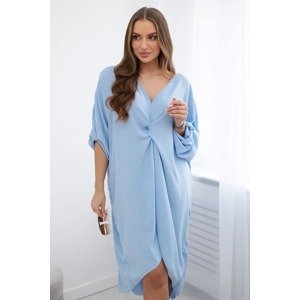 Blue oversize dress with a decorative neckline