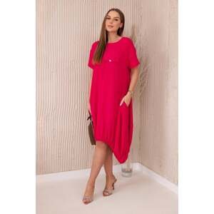 Oversized dress with fuchsia-colored pockets