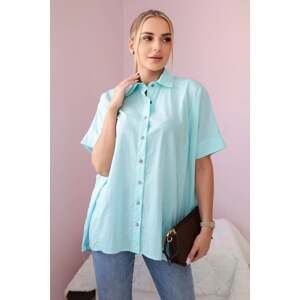 Cotton shirt with short sleeves mint