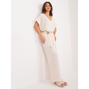 Light beige summer fabric trousers