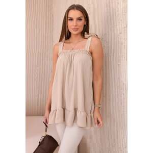 Blouse with bows beige