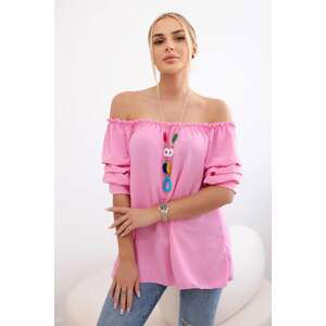 Spanish blouse with decorative sleeves light pink