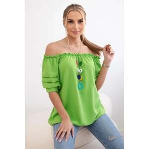 Spanish blouse with decorative sleeves bright green