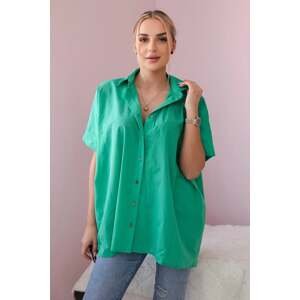 Cotton shirt with short sleeves of green color