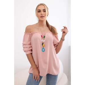 Spanish blouse with decorative sleeves powder pink