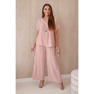 Set with necklace blouse + trousers dark powder pink
