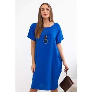 Dress with pockets and pendant cornflower blue