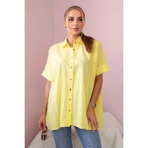 Cotton shirt with short sleeves in yellow color