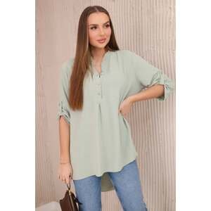 Blouse with a longer back dark mint
