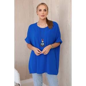 Oversized blouse with pendant cornflower blue