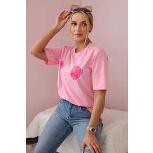 Cotton blouse with pink flower print